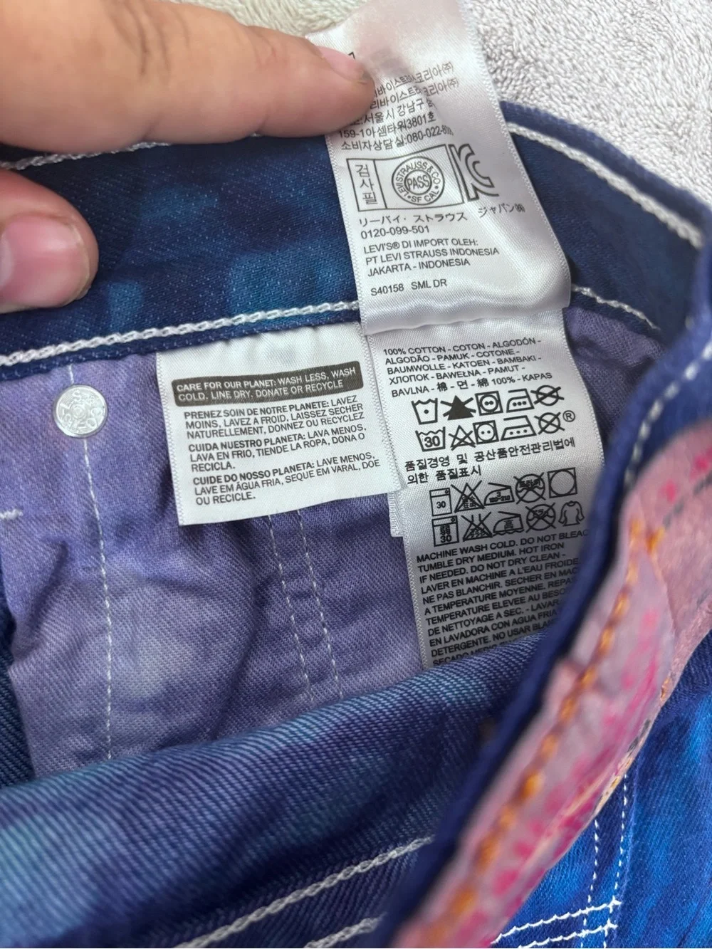 Levi’s 501 Original Fit Jeans Blue Marble Wash Button Fly Men’s 36x34